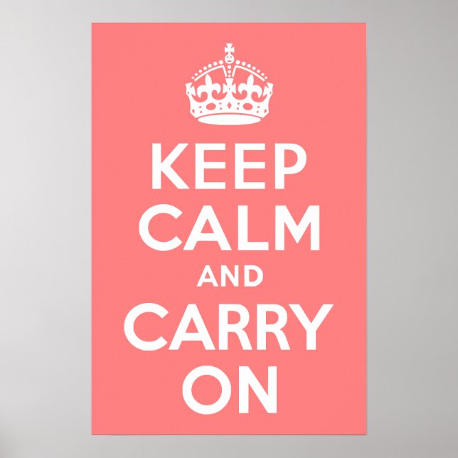 Poster Light Coral Keep Calm and Carry On (Devant)