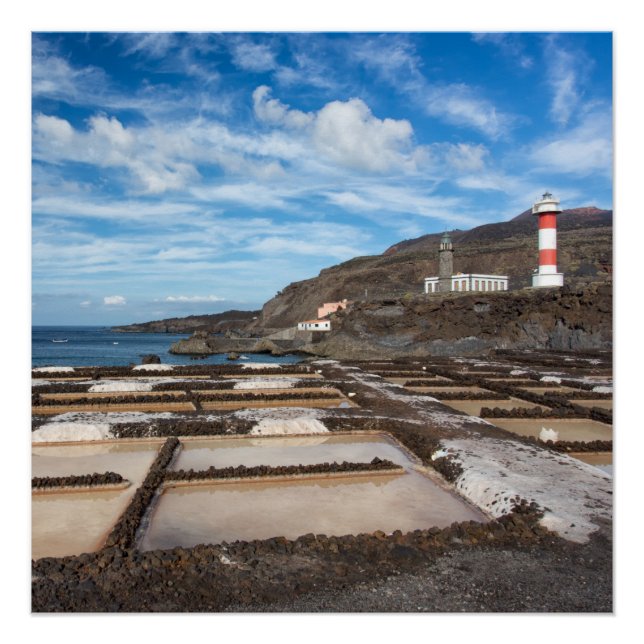 Poster Lighthouse and salines at La Palma (Devant)