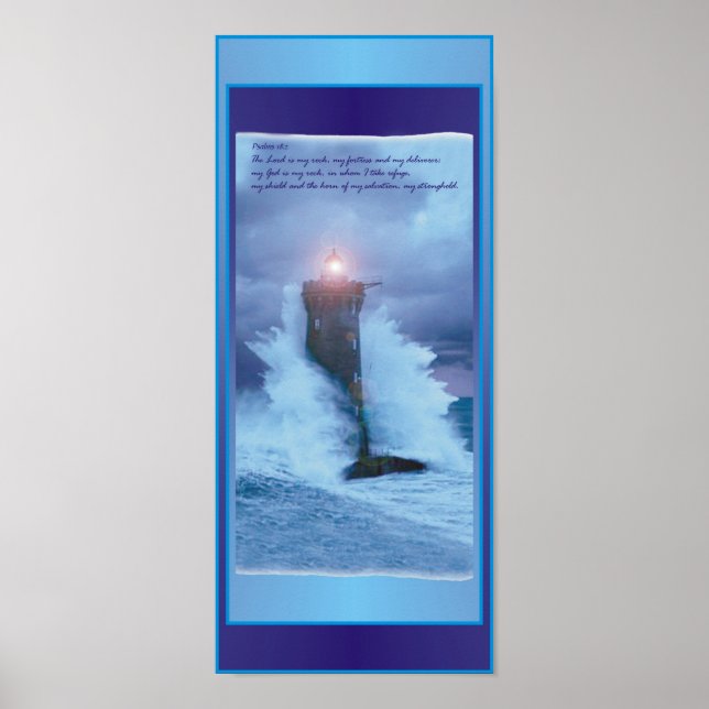 Poster 'Lighthouse Waves' Psaumes 16" X 7" (Devant)
