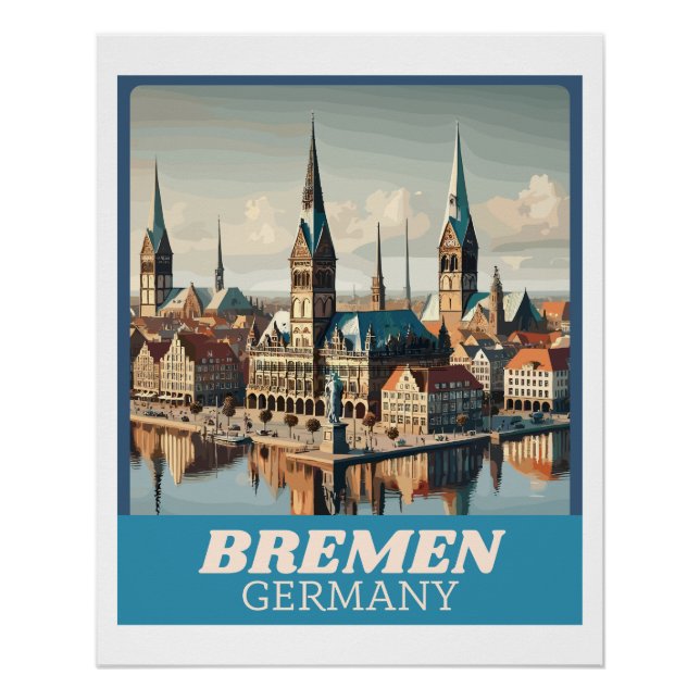 Poster Ligne aérienne Retro Bremen (Devant)