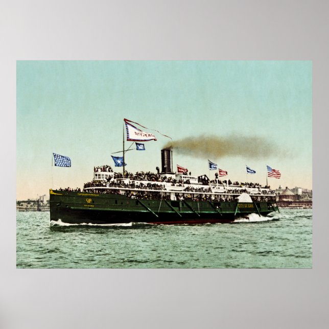 Poster Ligne Cleveland & Buffalo 1900 de la "Ville d'Érie (Devant)