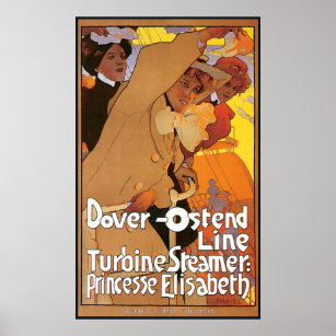 Poster Ligne de bateau à vapeur Dover Ostende