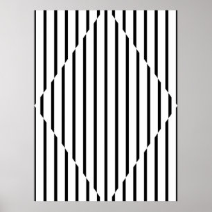 Poster Ligne de diamant d'illusion optique Noir Blanc