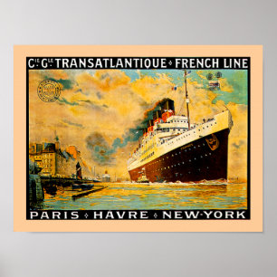 Poster Ligne française ~ Paris-Havre-New York