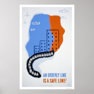 Poster Ligne ordonnée Défense civile 1941 WPA