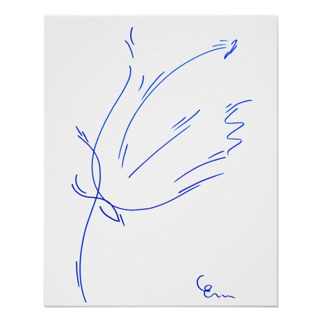 Poster Lignes bleues 2, série "Traits simples" (Devant)