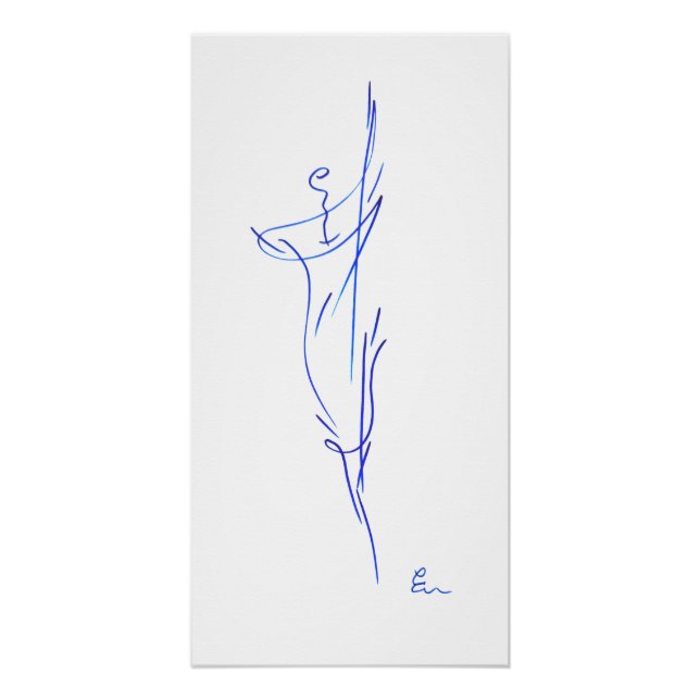 Poster Lignes bleues 3, série "Traits simples" (Devant)