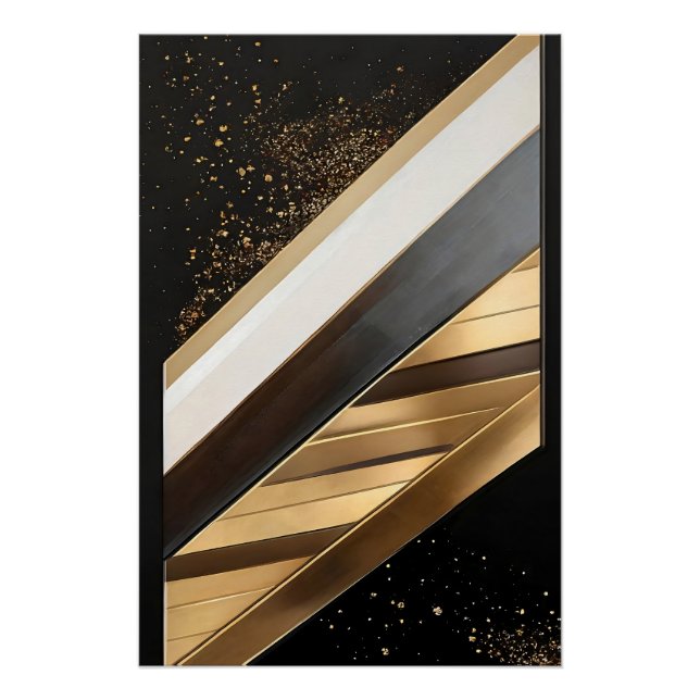 Poster Lignes diagonales d'or (Devant)