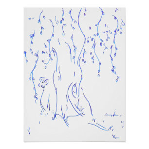 Poster Lignes pleureuses, série "Traits simples"