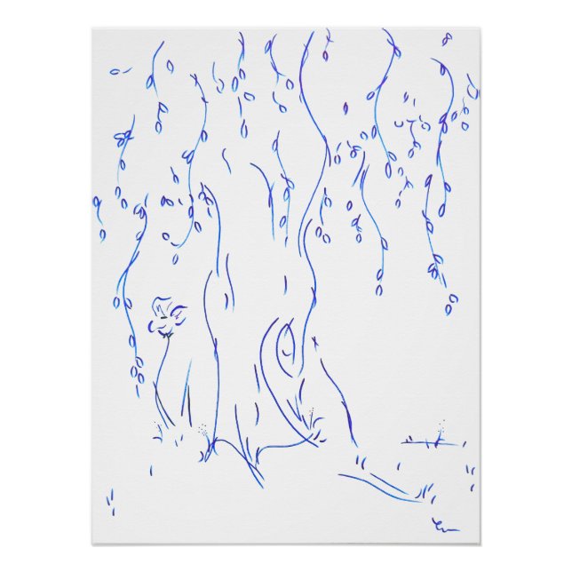 Poster Lignes pleureuses, série "Traits simples" (Devant)