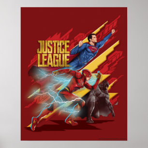 Poster Ligue de Justice   Badge Superman, Flash et Batman