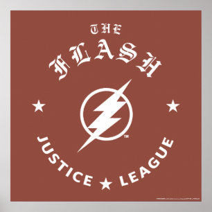 Poster Ligue de Justice L'Emblème Flash Retro Lightning