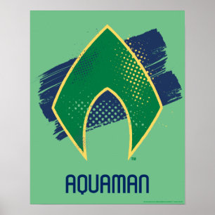 Poster Ligue de Justice   Symbole Aquaman à demi-teintes