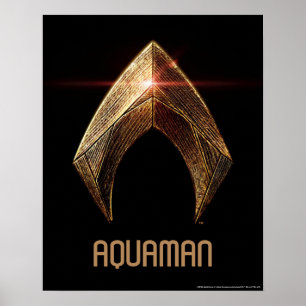 Poster Ligue de Justice   Symbole d'aquaman métallique
