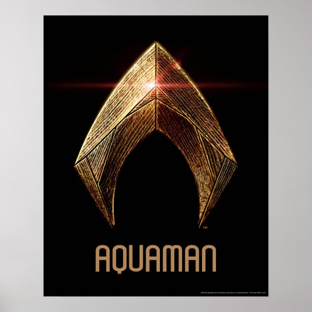 Poster Ligue de Justice | Symbole d'aquaman métallique (Devant)