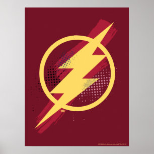 Poster Ligue de Justice Symbole Flash brosse et demi-to