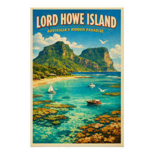 Poster L'île de Lord Howe, Australie, dans un rétro class