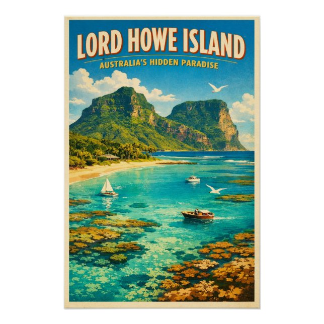 Poster L'île de Lord Howe, Australie, dans un rétro class (Devant)