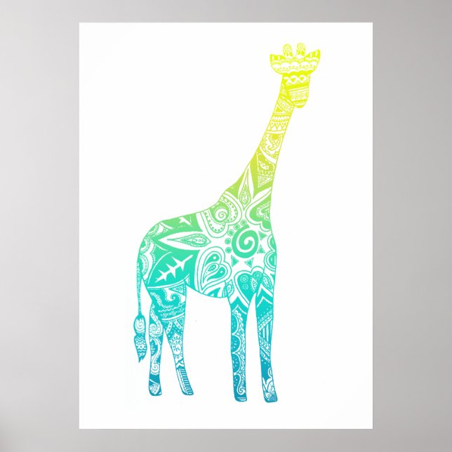 Poster Lime et Giraffe Turquoise (Devant)