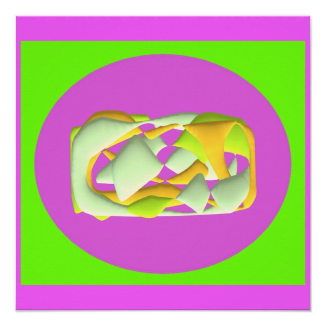 Poster Lime Vert et violet clair motifs (Devant)