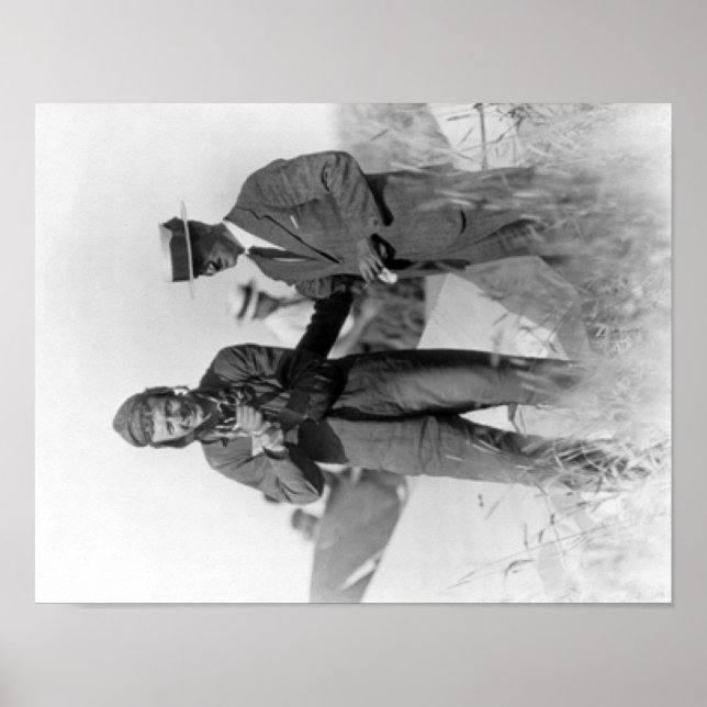 Poster Lindbergh et Wright avec plan en épave (Devant)