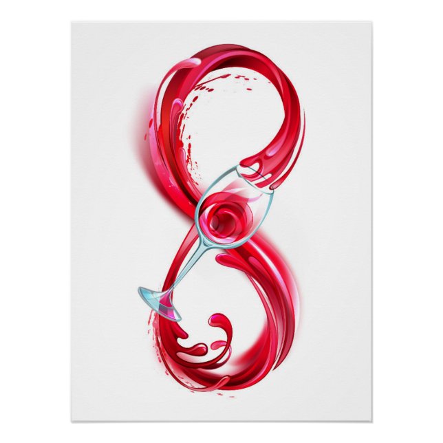 Poster L'infini avec du vin rouge (Devant)