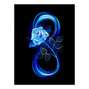 Poster L'infini lumineux avec une rose bleue