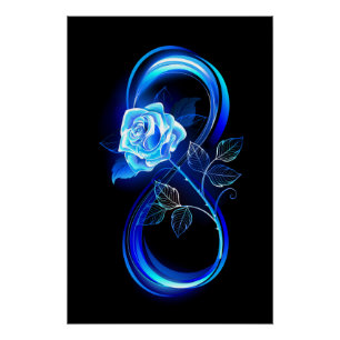 Poster L'infini lumineux avec une rose bleue