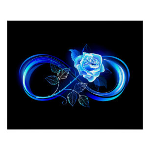 Poster L'infini lumineux avec une rose bleue