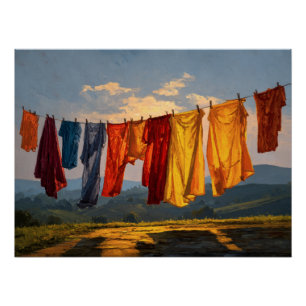 Poster Linge doré au coucher du soleil