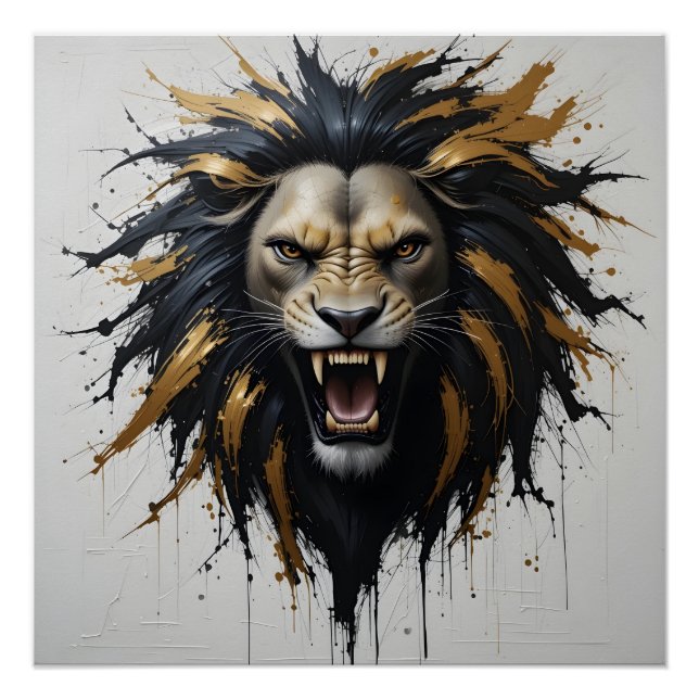 Poster Lion Abstrait (Devant)