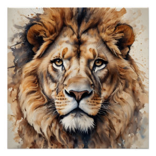 Poster Lion aquarelle no 1