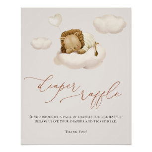 Poster Lion Baby Cloud Balloon Déchets Raffle