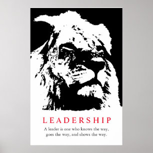 Poster Lion de leadership inspiré noir blanc
