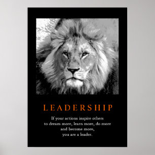 Poster Lion de leadership motivationnel tendance