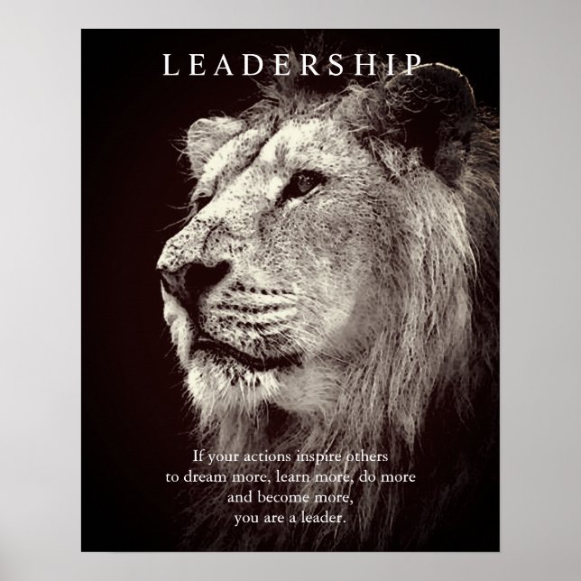 Poster Lion de leadership motivationnel tendance Brown (Devant)