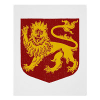 Lion d'or sur l'héraldique du Bouclier rouge