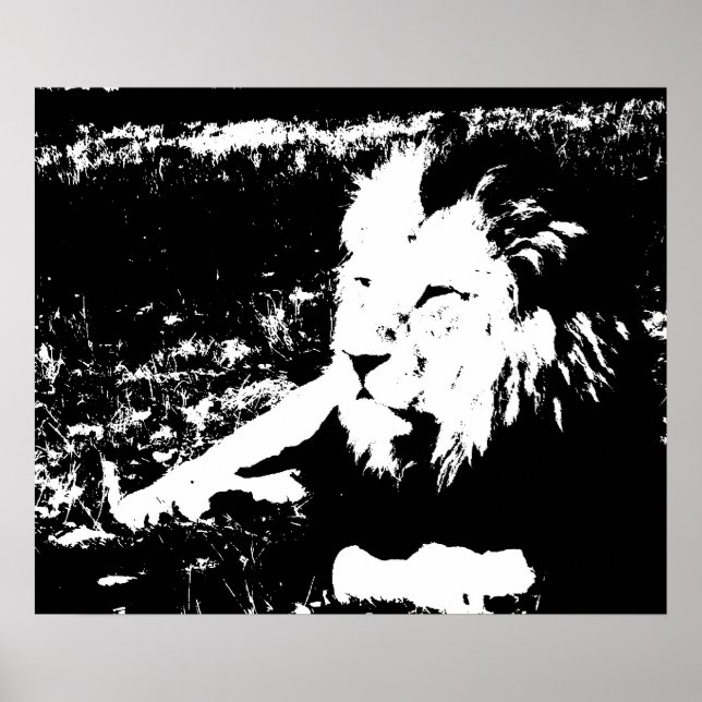 Poster Lion en noir et blanc (Devant)