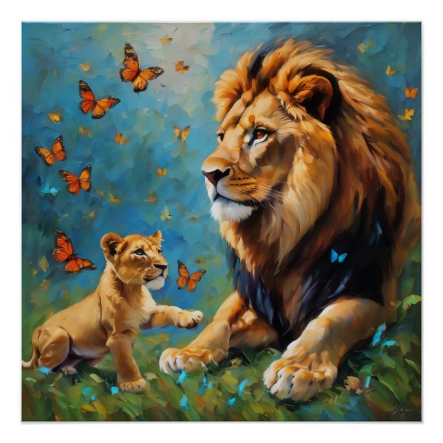 Poster Lion Et Cub (Devant)