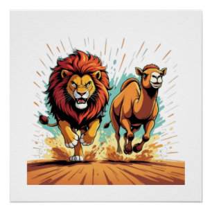 Poster Lion et Lama Dash