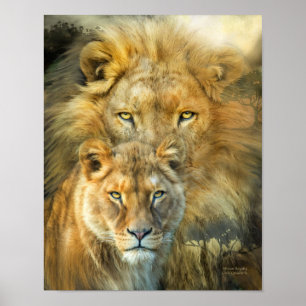 Poster Lion Et Lionesse Pourcentage Africaine Poster/Impr