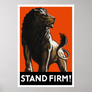 Poster Lion ferme de support -- Propagande de 2ÈME GUERRE