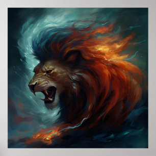 Poster Lion Feu