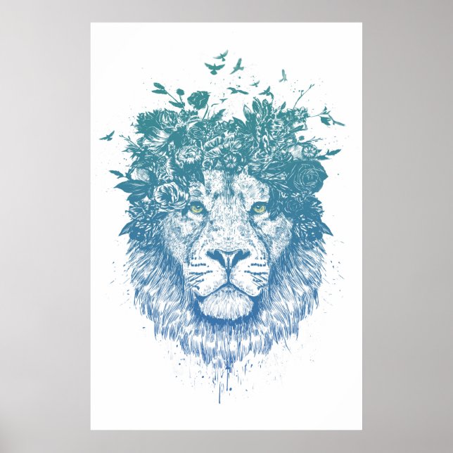 Poster Lion floral (Devant)