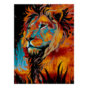 Poster Lion majestueux protégeant les forêts
