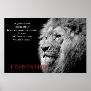 Poster Lion noir blanc Inspiration leadership