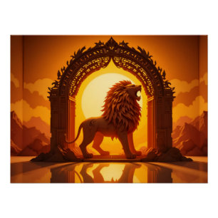 Poster Lion Papercraft Majestic
