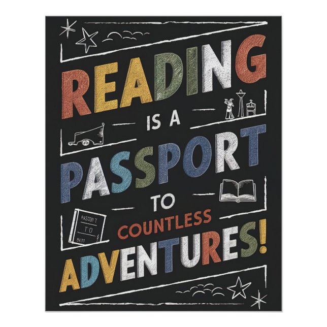 Poster Lire est un passeport pour d'innombrables aventure (Devant)