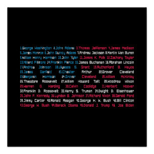 Poster Liste 46 présidents américains des États-Unis s'am