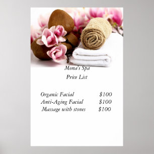 Poster Liste de prix Spa